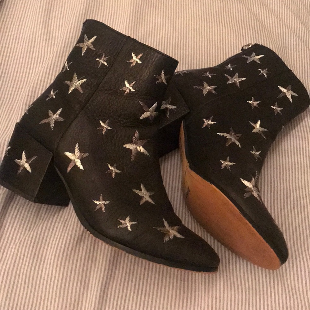 Dolce Vita Black Leather Boots with Silver Stars